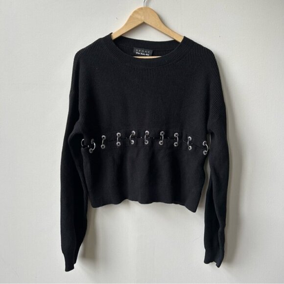 The Kooples Cotton Jumper With Piercings Black Size L - Picture 5 of 10